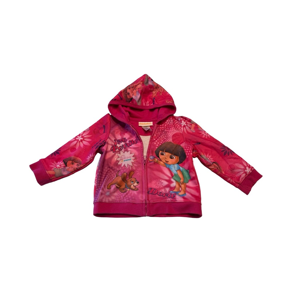 Nickelodeon Dora the Explorer Pink Zip Up Hoodie Perrito Puppy Toddler 24M 2T